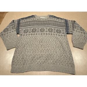 Vintage Women’s Crewneck Sweater Cotton Fair Isle Redhead Large Grandpa Granny